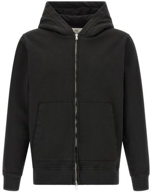 Riviera Brushed Cotton-Zip Hoodie - Black