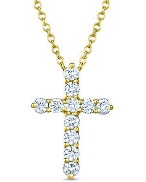 Kwiat Mini Kreuz-Halskette Mit Diamant - Mettallic