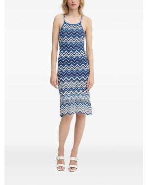Morgan Beaded-Strap Zigzag Midi Dress - Blue
