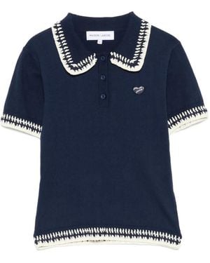 Maison Labiche Caillavet Crocheted-Collar Polo Shirt - Blue
