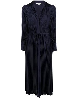 Vince Long-Sleeve Pleated Shirtdress - Blue