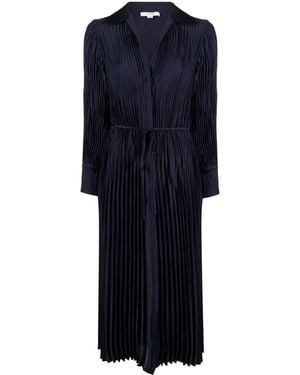 Vince Long-Sleeve Pleated Shirtdress - Blue