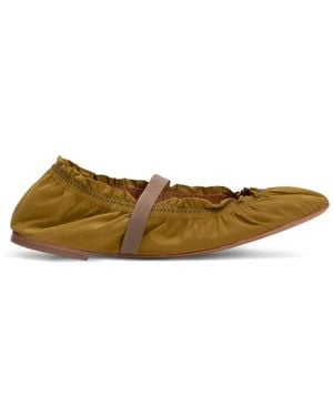 Odissi Flora Ruched Ballet Flats - Green