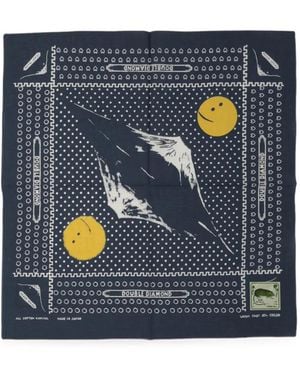 Kapital Fastcolor Selvedge Graphic-Print Cotton Scarf - Blue