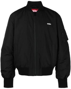 032c Logo-Print Zip-Up Bomber Jacket - Black