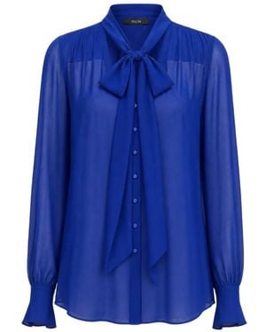 Toccin Blouse Boutonnée Kaila À Col Noué - Blue
