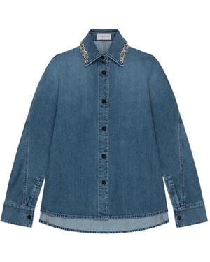 Givenchy Crystals-Embellished Cotton Shirt - Blue