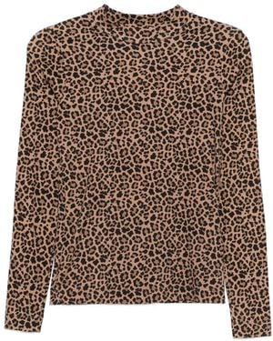 Marc Cain Leopard-Print Long-Sleeve Top - Brown