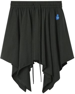 Mini Cream Drawstring-Fastening Skirt - Black