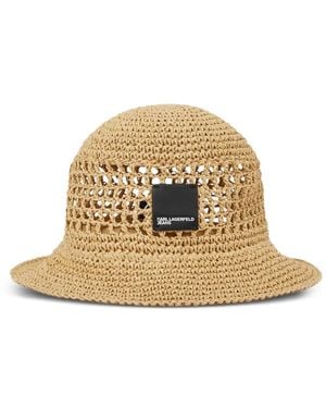 KARL LAGERFELD Raffia Bucket Hat - Metallic
