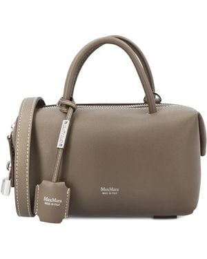 Max Mara Holdalls Top Handle Padlock-Detail Tote Bag - Braun