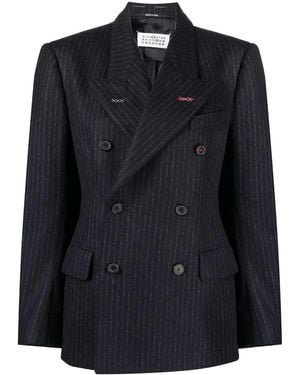 Maison Margiela Pinstripe Double-Breasted Wool Blazer - Black