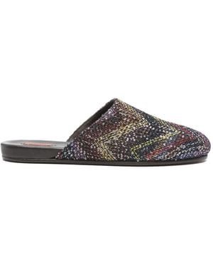 Missoni Mules Planos Con Lentejuelas - Gris