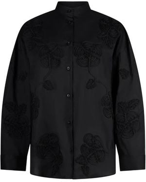 Liu Jo Embroidered Mandarin-Collar Shirt - Black