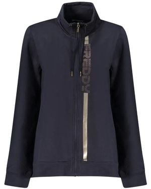 Freddy Felpa Con Cappuccio, Zip E Logo - Blu