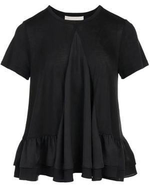 Club21 Kayla Peplum-Hem T-Shirt - Black