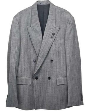 Lardini Double-Breasted Wool Blazer - Gray
