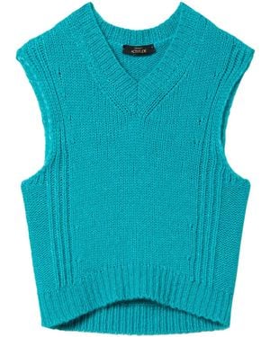 Twinset Seamless Knitted V-Neck Top - Blue