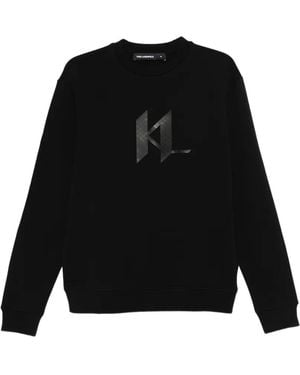 KARL LAGERFELD Logo-Print Crew-Neck Sweatshirt - Black