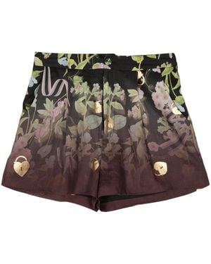 Cynthia Rowley フローラル ショートパンツ - ブラック