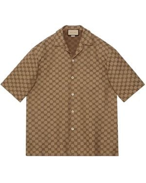 Gucci GG Linen Blend Shirt - Brown