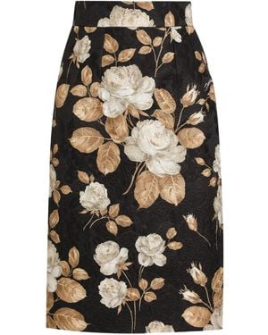 Dolce & Gabbana Gonna A Matita Con Stampa - Nero