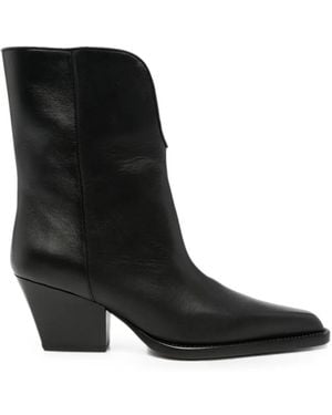 Paris Texas Pointed-Toe Leather Ankle Boots - Black