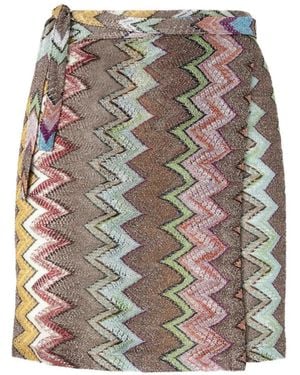 Missoni Zigzag-Pattern Mini Pareo Skirt - Gray