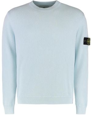 Stone Island Ribbed Cotton Jumper - Blue