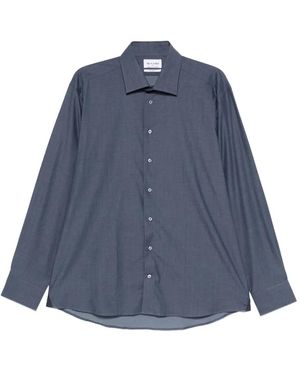 Sand Mélange-Effect Shirt - Blue