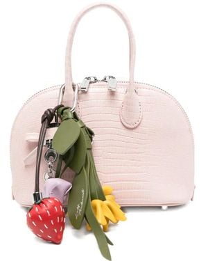 Self-Portrait Lizard-Embossed Leather Mini Tote Bag - Pink