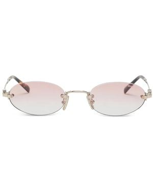 Miu Miu Rahmenlose Sonnenbrille Mit Ovalem Gestell - Natur