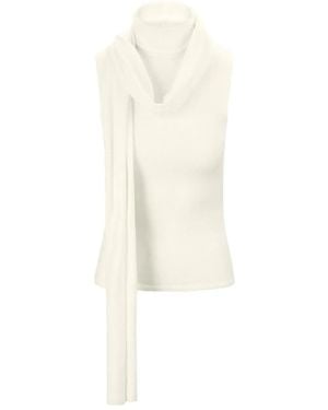 STAUD Turtleneck Scarf Top - White