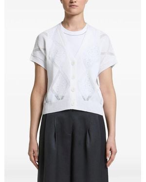 Peserico Sequin-Embellished Argyle Cardigan - White