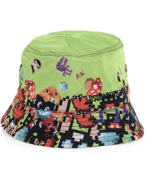 DSquared² Logo-Embroidered Pixel-Print Bucket Hat - Green