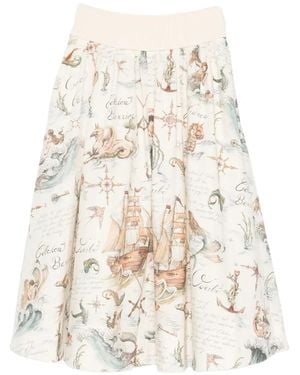 Zimmermann Ribbed Midi Skirt With Print - White