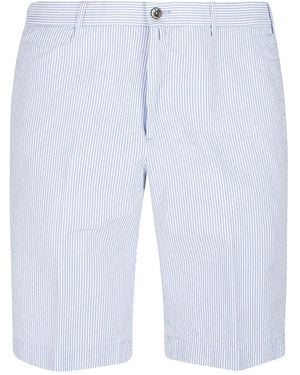 PT Torino Striped Cotton Shorts - Blue