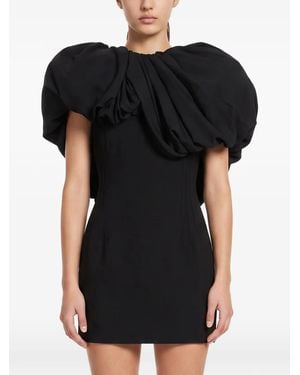 Magda Butrym Draped Puff-Sleeve Mini Dress - Black