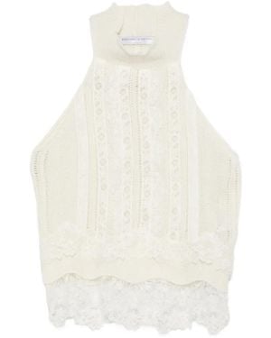 Ermanno Scervino Lace-Trim Halterneck Tank Top - White