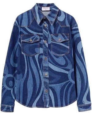 PUCCI Jeanshemd mit Marmo-Print - Blau