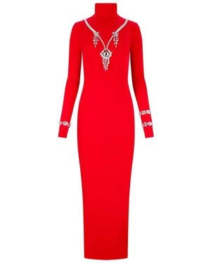 Des Phemmes Vestido Largo Con Espalda Descubierta - Rojo