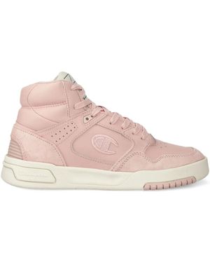 Champion Logo-Appliqué High-Top Sneakers - Pink
