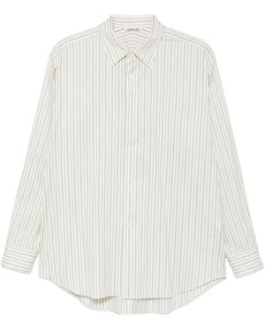 AURALEE Striped Long-Sleeve Shirt - White