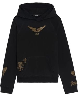 Zadig & Voltaire Sudadera con detalles de cristal y capucha - Negro