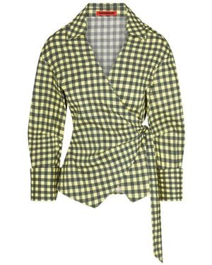 Simon Miller Anya Gingham-Print Wrap Blouse - Green