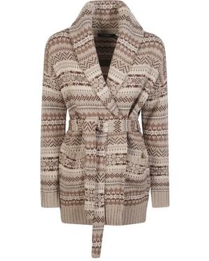 Ralph Lauren Patterned Belted Cardigan - Natural