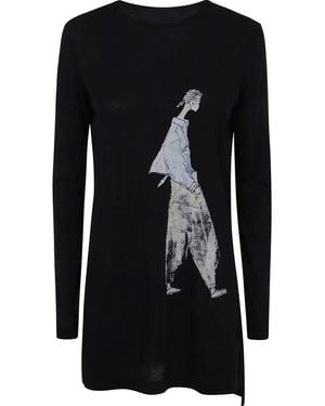 Yohji Yamamoto Mini-Jurk Met Print - Zwart