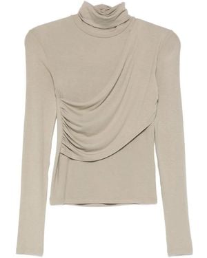 Patrizia Pepe High-Neck Draped Top - Natural