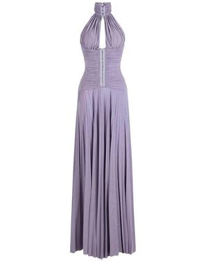 Elisabetta Franchi Halterneck Pleated Maxi Dress - Purple