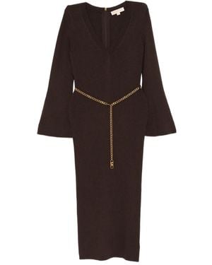 Michael Kors Midikleid mit Logo-Kette - Braun